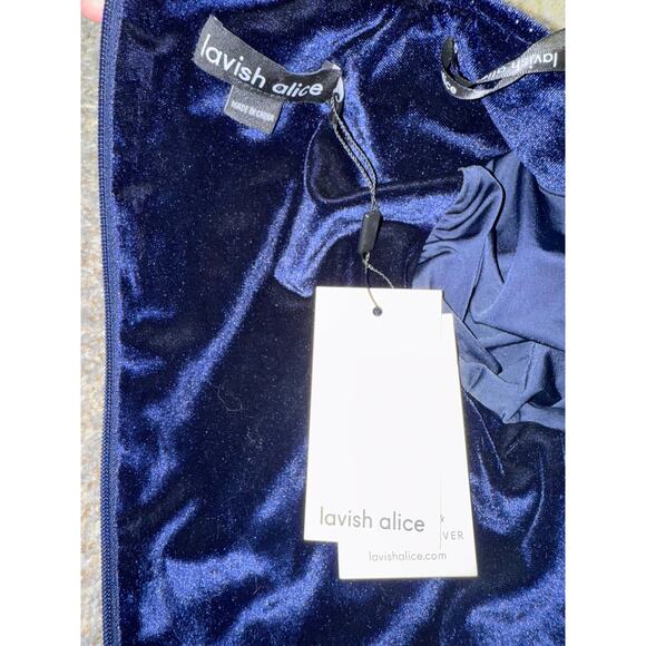 Lavish Alice Velvet Corset Glitter Wrap Mini Dress Midnight Blue US 6 NEW - Picture 6 of 8
